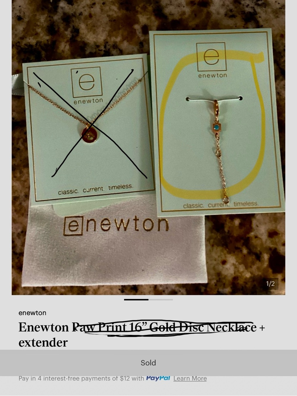 Enewton Gold Necklace Extender Only